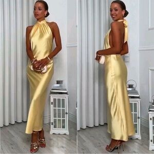 NWT ZARA SATIN HALTER MIDI DRESS SIZE L 
🚨FIRM PRICE NO DISCOUNT